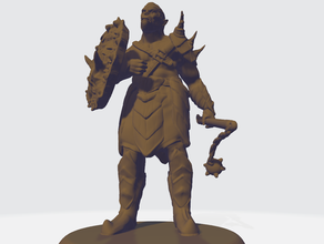 orc fighter shield & flail toy game accessories dnd miniature 3d print model - Mito3D