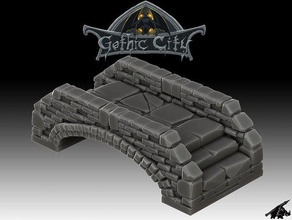 gothic city bridge - kickstarter coming soon buildings & structures 3d print model - Mito3D