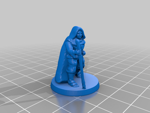hooded mage staff 28mm toys & games 3d print model - Mito3D