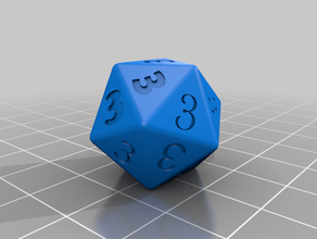 dice d20 only 3 toys & games 3d print model - Mito3D