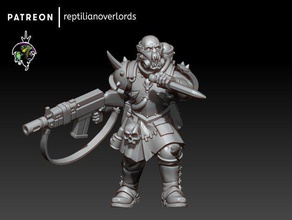 heretic squad leader games astra militarum chaos imperial guard reptilian overlords warhammer warhammer40k 40k 3d print model - Mito3D