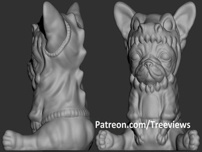 bulldog kapüşonlu supportless heykeller hayvan sevimli minyatür destek yok 3d print model - Mito3D