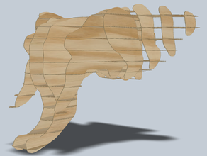 elephant laser cut 2d art 3d animal 3mm plywood animals lasercut 3d print model - Mito3D