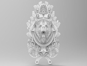 Bär-Rahmen-cnc-Eichen Axt grizly Haushalt versorgt 3d-Modell cnc Denkmal Ziffer 3d print model - Mito3D