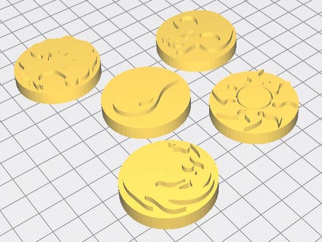 elemental sihirli belirteçleri toplamak toplama token 3D print model - Mito3D
