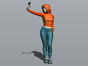 pretty girl taking selfie people female figurine human iphone lady miniature person phone statuette woman 3d print model - Mito3D