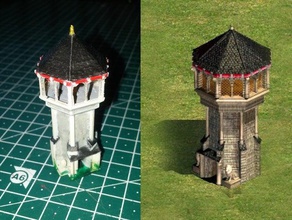 age empires ii west european keep high detail buildings & structures 2 aoe2 boardgames building game games guard tower 3d print model - Mito3D