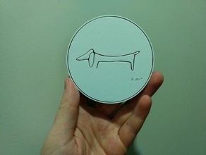 dachshund coaster picasso line drawing kitchen & dining 3d print model - Mito3D