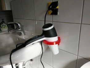blow-drier holder wall mount bathroom blow drier job hair 3d print model - Mito3D