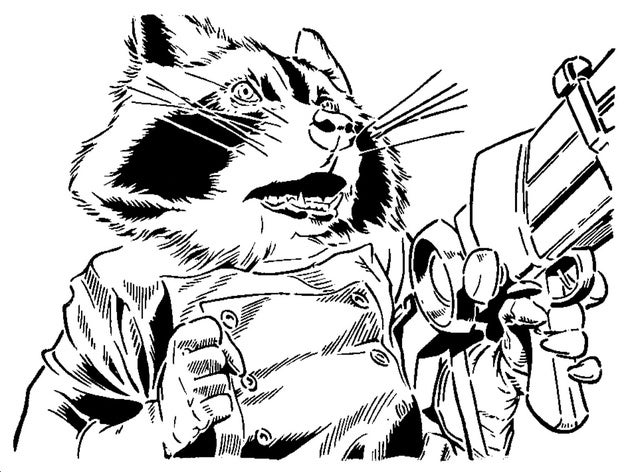 rocket raccoon plantilla Arte en 2d vengadores final tutor los tutores guardiansofthegalaxy de marvel mapache el cohete racoon rokket galería símbolos 3D print model - Mito3D