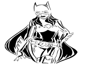 bat girl stencil 3 2d art anime barbara gordon batgirl dc comics 3d print model - Mito3D