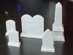 some headstones tabletop gaming toys & games cemetery dnd dungeons dragons grave gravestone headstone scenery terrain 3d print model - Mito3D