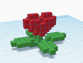 heart flower models cubeworld video game voxel 3d print model - Mito3D