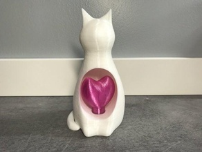 lucy heart-turning cat animals heart 3d print model - Mito3D
