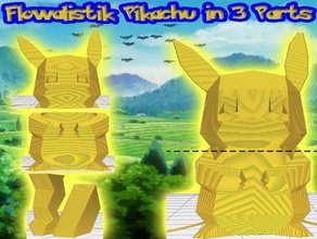 low poly pikachu 3 pièces de grands tirages les jeux vidéo gros ender ender3 jumbo grand multipart nintendo pokemon 3d print model - Mito3D