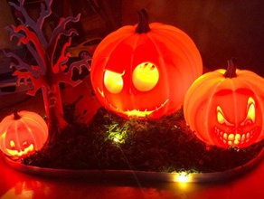 pumpkinland - pumpkins come life art decoration halloween pumpkin led moss tree 3d print model - Mito3D