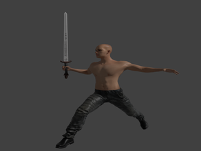 guerrero con espada Las impresoras 3d personaje de anime los músculos 3d print model - Mito3D