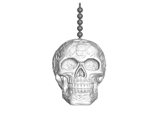 celtic skull pull ball chain keychain knob handle fob finials decor keyring string 3D print model - Mito3D