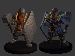 dwarf fighter paladin miniature 3dprintable dungeons dragons fantasy tabletop 3d print model - Mito3D
