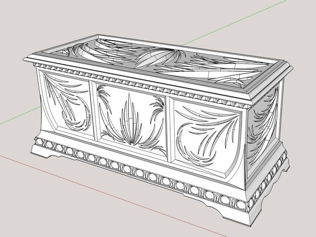 antika tarzı ahşap göğüs kutusu oyulmuş kaplar depolama hazine sandığı 3D print model - Mito3D