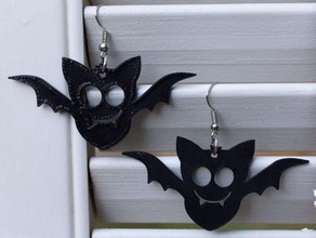 lindo halloween bat pendiente aretes bate murciélago arete de pendientes 3d print model - Mito3D