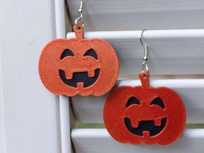 cute halloween pumpkin earrings 3d print model - Mito3D