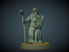 old bard 28mm no supports dnd druid dungeon grandpa lute musician npc oldman rpg supportless townsfolk townsfolke warhammer wiseman 3d print model - Mito3D
