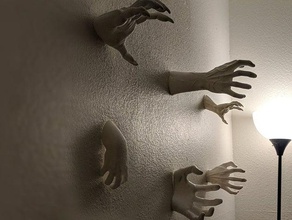 reaching wall hands - thumbtack mountable creepy decorations halloween decoration spooky 3d print model - Mito3D