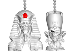 undead pharaoh queen pull ball chain keychain knob handle fob finials ancient egypt egyptian string 3d print model - Mito3D