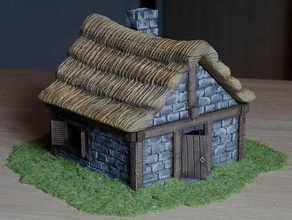 medieval country cottage 28mm architecture barrel bed bench brick building dnd fantasy game games house interior miniature miniatures roof stone table tabletop terrain thatched war-gaming wargames wargaming warhammer 3d print model - Mito3D