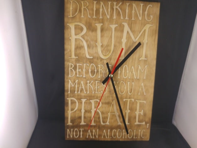 rum reversed engraved clock 3D print model - Mito3D