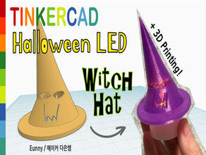 halloween led witch hat tinkercad candle decor decoration eunny 3d print model - Mito3D