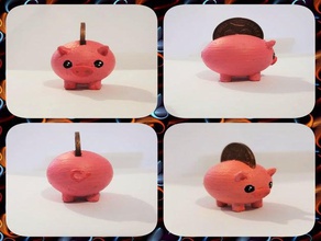 coin hugger - penny pig holder piggy-bank piggybank piggy bank 3d print model - Mito3D