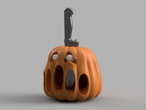 screaming pumpkin decoration halloween knife 3d print model - Mito3D