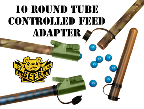 ten round tube controlled feed adapter sport & outdoors adpater hds magfed paintball t4e 68 tenroundtube 3d print model - Mito3D