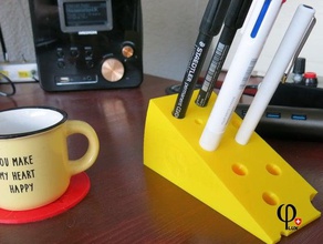 queijo suíço penholder office o organizador caneta titular stifthalter 3d print model - Mito3D