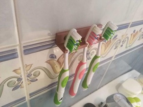 toothbrush holder 3 brushes 3d print model - Mito3D