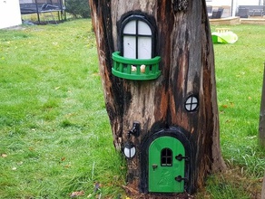 garden fairy house art deco door elves faries lamp tree window 3d print model - Mito3D