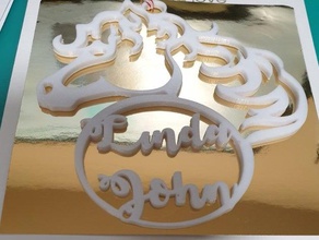 horse names horseshoe john linda ornament 3d print model - Mito3D