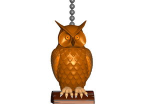 stylized owl pull ball chain keychain knob handle fob finials animal bird keyring string 3d print model - Mito3D