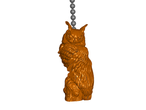 realistic owl pull ball chain keychain knob handle fob finials animal bird keyring string 3d print model - Mito3D