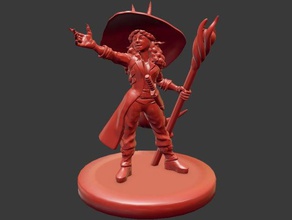 tiefling warlock girl miniature 3dprintable dungeons dragons fantasy tabletop witch wizard 3d print model - Mito3D