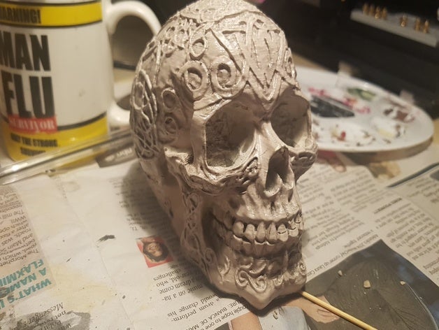celtic skull more detail detailed 3D print model - Mito3D
