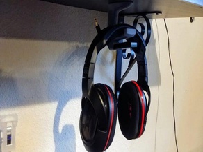 headphone stand - under table hanger headphones holder 3d print model - Mito3D