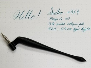 oblique nib holder calligraphy dip pen drawing fountain ink well lettering writing 3d print model - Mito3D