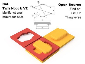 diámetro de giro-lock2 fuente abierta la base dia cerradura torcedura montaje 3d print model - Mito3D