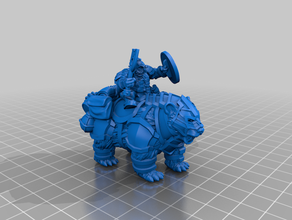 bear rider captain command group dwarf mounted 3d print model - Mito3D