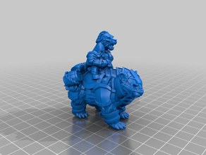 ours coureur musicien l'ours le nain rider guerre 3d print model - Mito3D