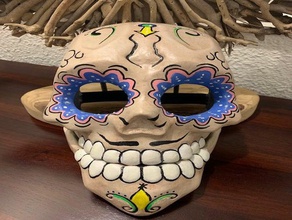 dia morto da máscara calacas cosplay prop traje o festival das bruxas de halloween capacete máscaras mexicano méxico paramétrico crânio caveira açúcar 3d print model - Mito3D
