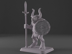battle masters - beastmen spear shield chaos army 28mm 32mm dnd dungeons dragons fantasy heroquest miniature oldhammer tabletop warhammer 3d print model - Mito3D